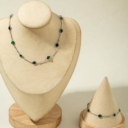 Trendy Green Cubic Zirconia Choker Necklace For Women