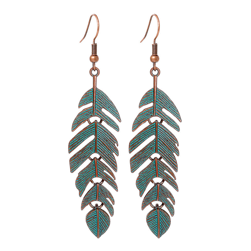 Trendy Vintage Alloy Leaf Earrings for Women