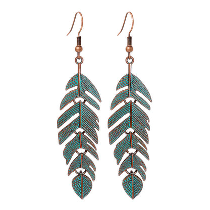 Trendy Vintage Alloy Leaf Earrings for Women