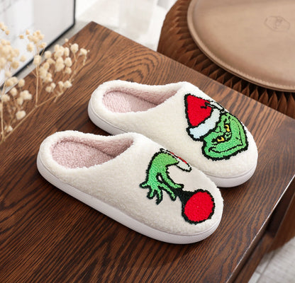 Christmas Grinch Plush Warm Indoor Slippers