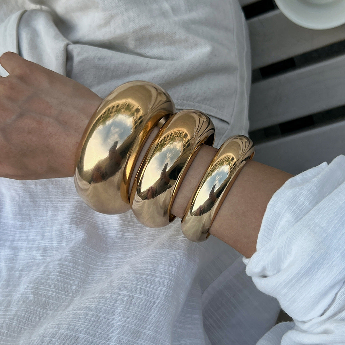 Bold Geometric Metal Cuff Bracelet Stylish Accessory