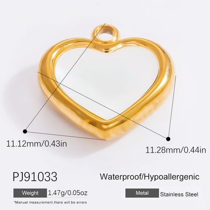 Heart-Shaped Stainless Steel 18K Gold Necklace Pendant DIY Jewelry