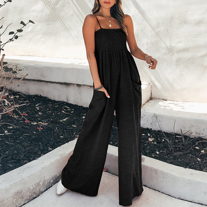 Trendy Solid Color Slim Fit Jumpsuit with Pockets