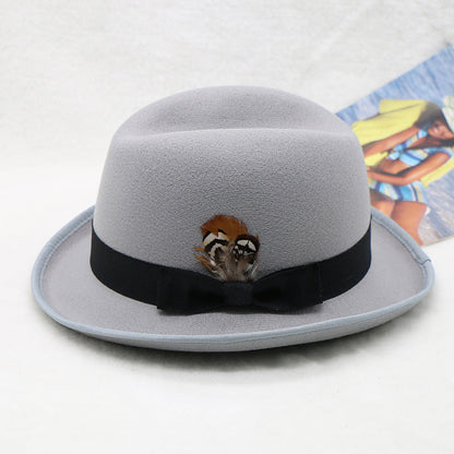 Fashionable Wool Felt Jazz Hat Unisex Warm Accessory