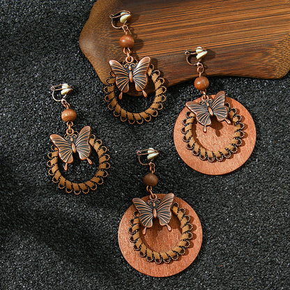 Brown Butterfly Earrings Bohemian Style Minimalist Design