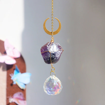 Irregular Stone Evil Eye Crystal Suncatcher