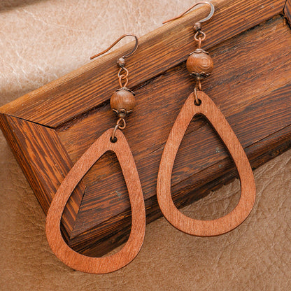 Bohemian Tassel Earrings Geometric Wood Beads Handmade Jewelry