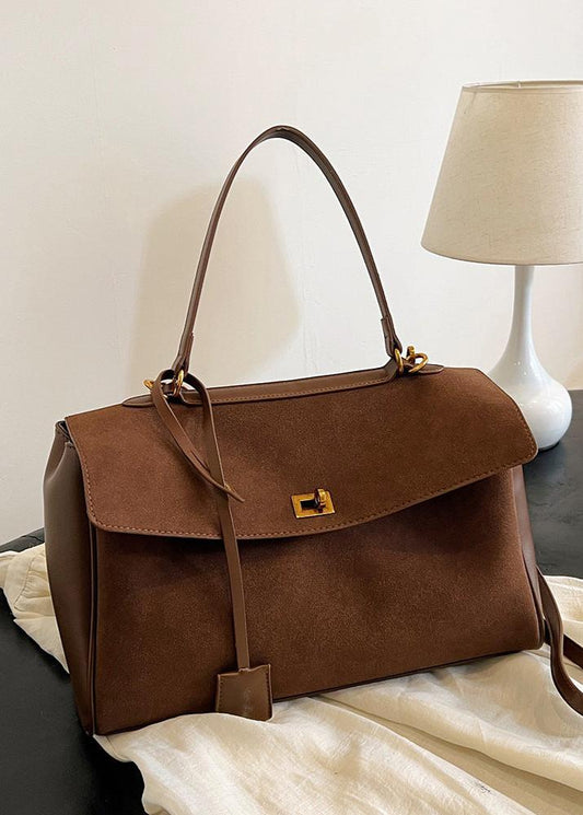 Top Handle Leather Satchel With Gold Tone Hardware