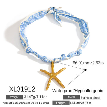 Stainless Steel Scarf Necklace with Fruit and Animal Pendants