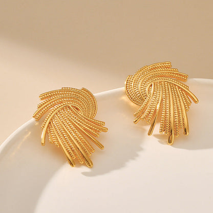 Vintage Geometric Irregular Swirl Stud Earrings