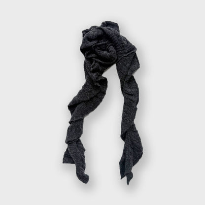 Y2K Style Ruffled Wool Blend Knit Scarf for Women