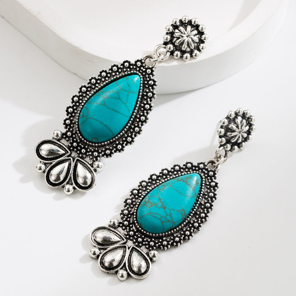 Bohemian Turquoise Waterdrop Earrings Creative Fashion Jewelry