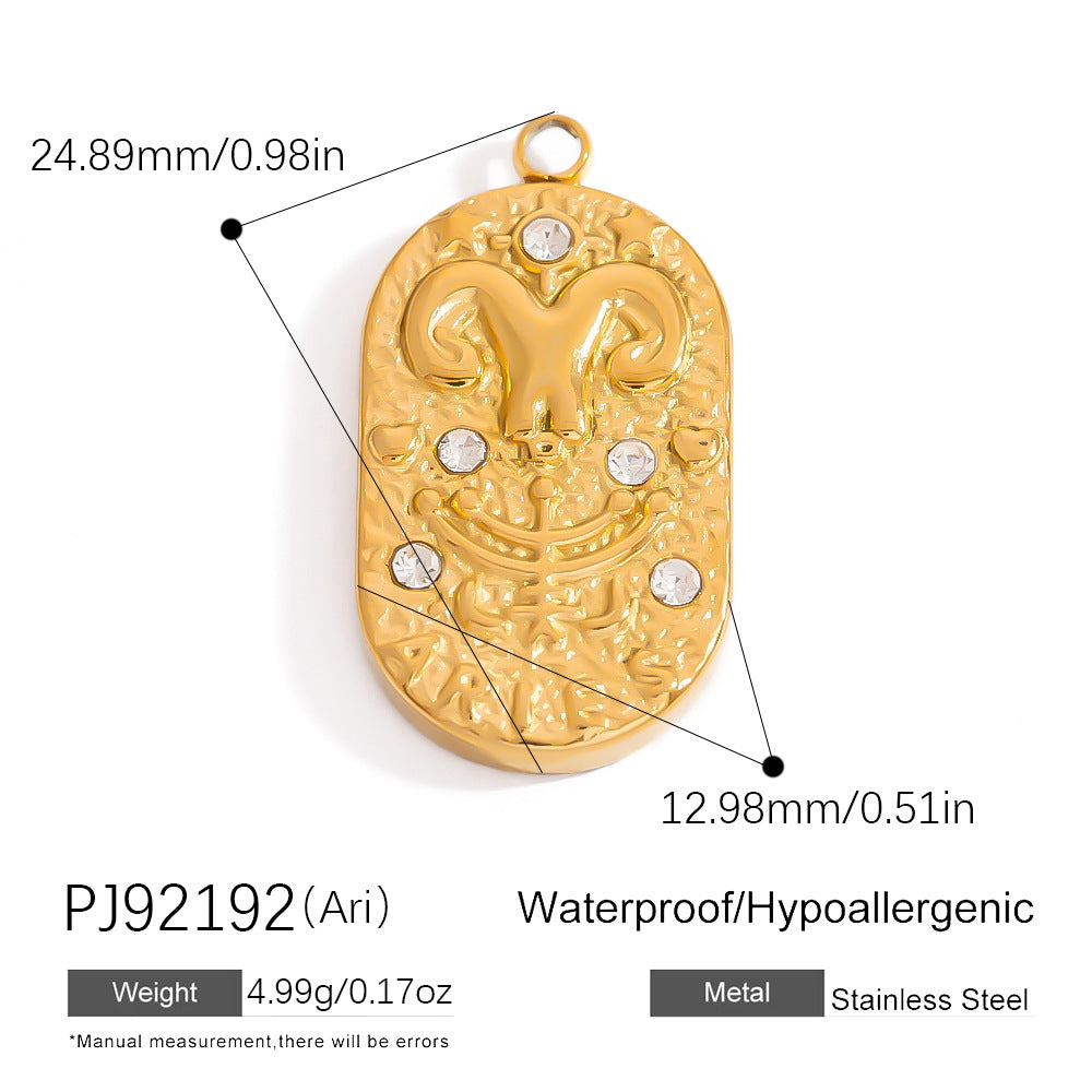 Stainless Steel Zodiac Sign Pendants Elegant DIY Jewelry Accessories