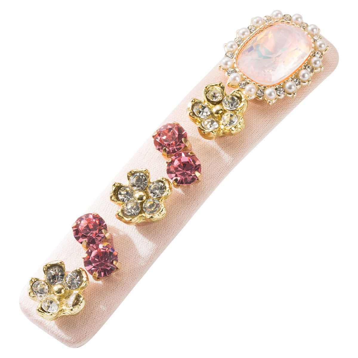 Elegant Rhinestone Hair Clip Floral Design Alloy Side Clip