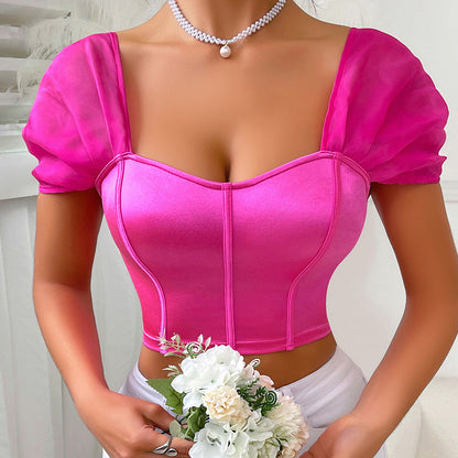 Elegant Shoulderless Satin Crop Top For All Occasions