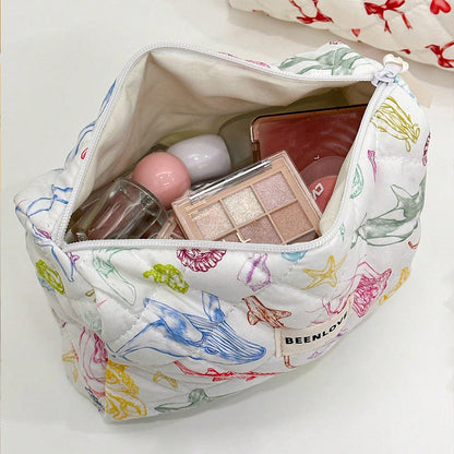 Trendy Print Quilted Large Capacity Makeup Bag