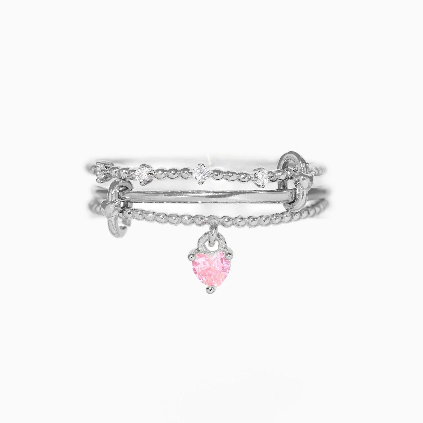 Multi-layer Heart Zircon Pendant Adjustable Ring