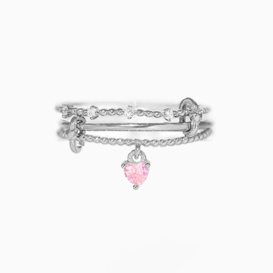 Multi-layer Heart Zircon Pendant Adjustable Ring