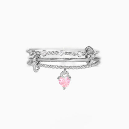 Multi-layer Heart Zircon Pendant Adjustable Ring