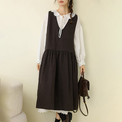 Vintage Art Style V-Neck Sleeveless Maxi Dress