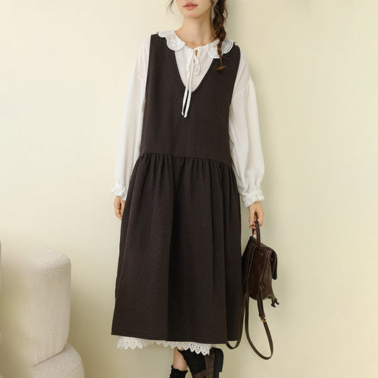 Vintage Art Style V-Neck Sleeveless Maxi Dress