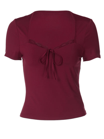 Trendy Lace Up Slim Fit T-Shirt for Women