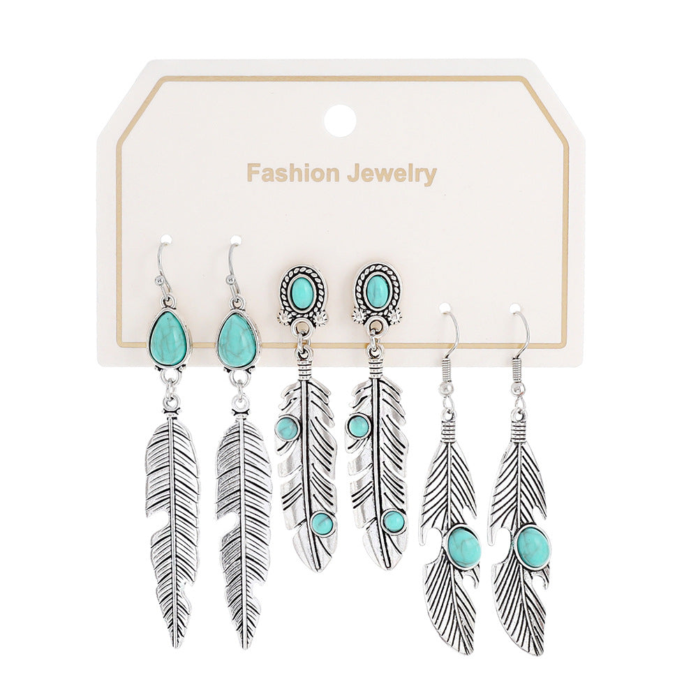 Bohemian Turquoise Tassel Earrings Vintage Alloy Jewelry