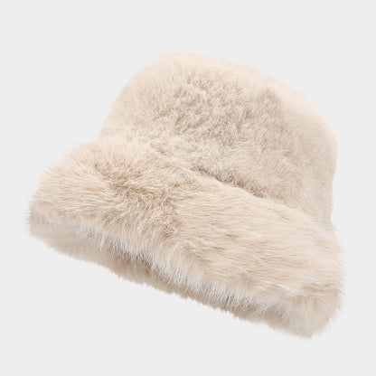 Simple Fluffy Faux Fur Thermal Bucket Hat