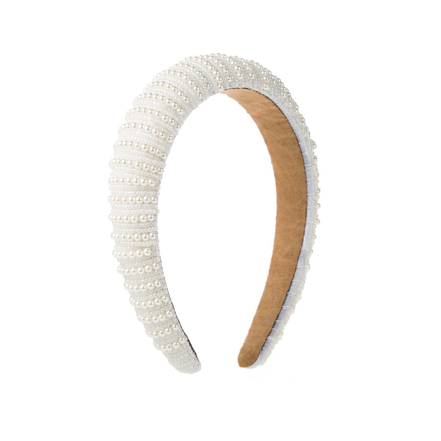 Vintage Style Pearl Headband Handmade Beaded Hairband for Casual Outings