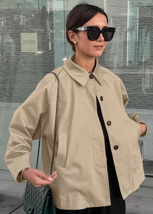 Cropped Trench Jacket Lightweight Beige