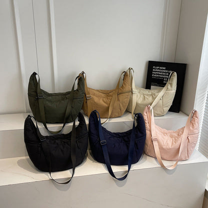 Casual Solid Color Nylon Shoulder Bag