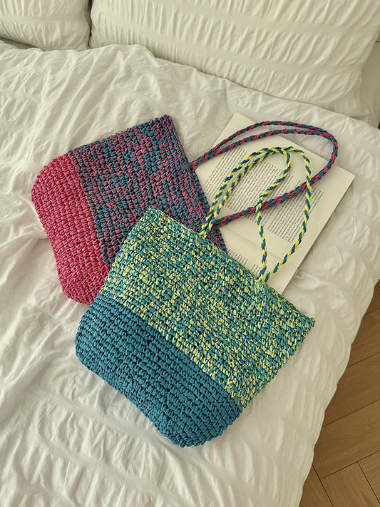Casual Beach-Style Shoulder Bag Handmade Woven Tote