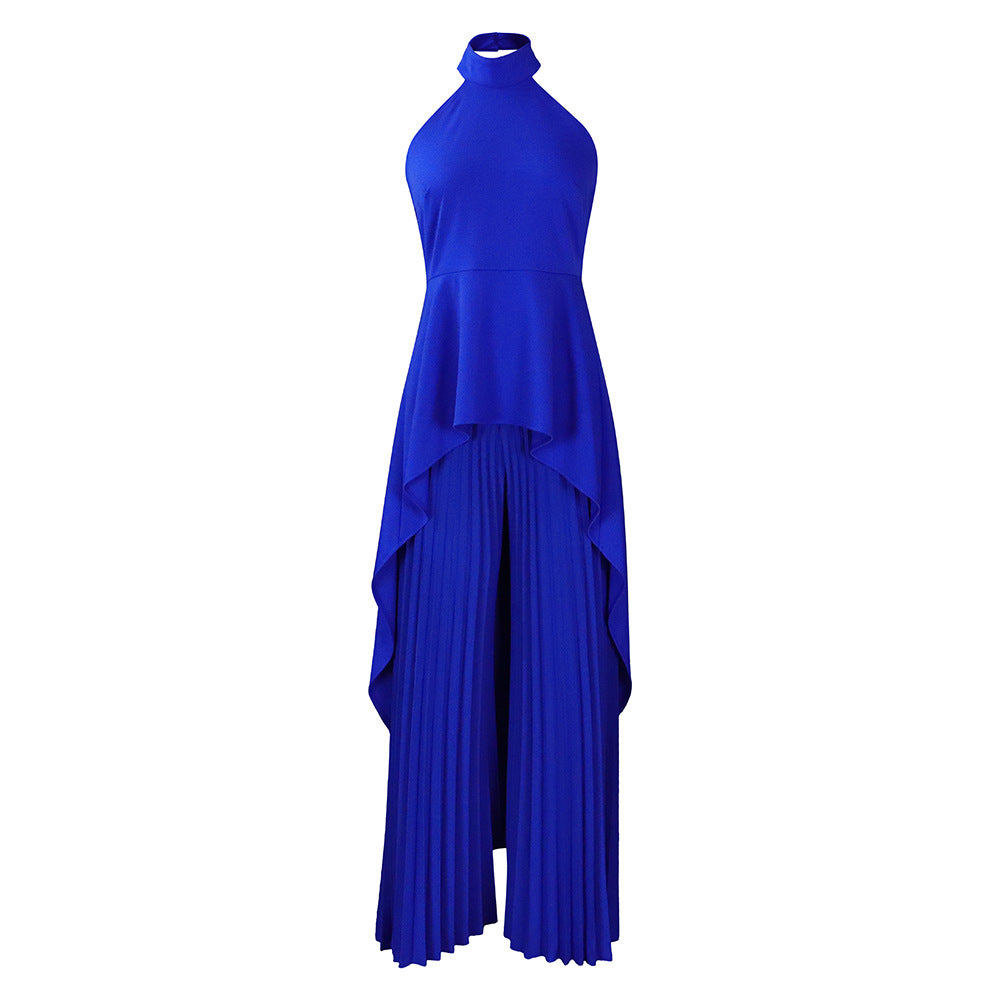 Fashionable Casual Two-Piece Set With Backless Top And Wide-Leg Pants
