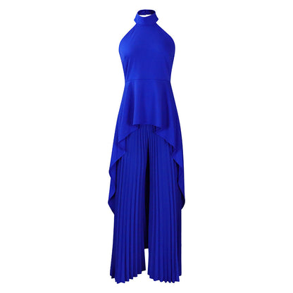 Fashionable Casual Two-Piece Set With Backless Top And Wide-Leg Pants