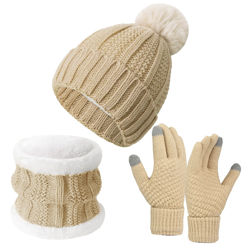 Warm Winter Knit Hat Scarf Gloves Set for Outdoor Activities