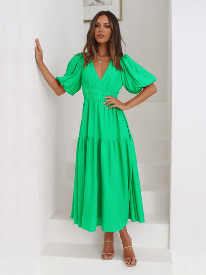 Elegant Ruffle Detail Evening Gown in Various Colors