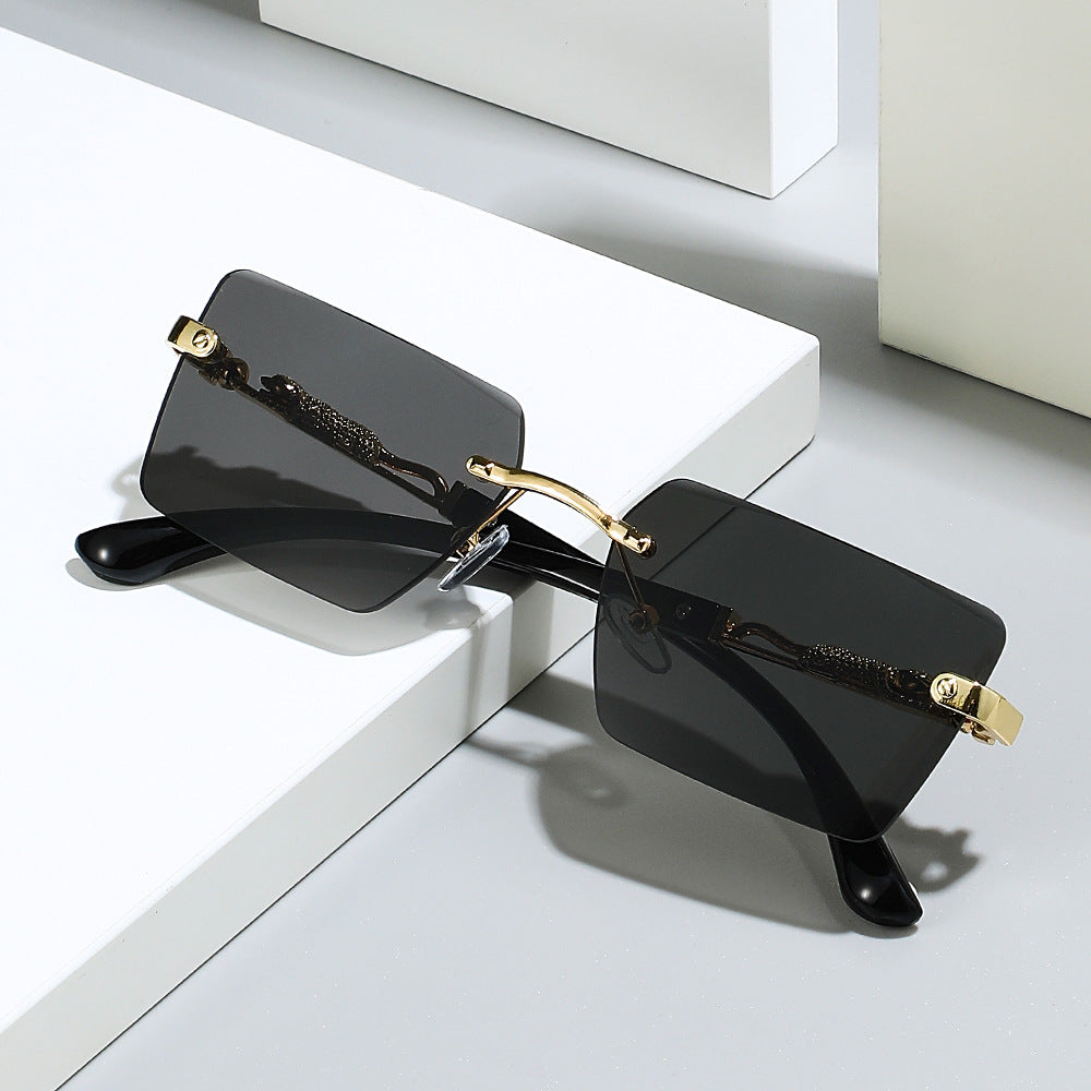Trendy Square Sunglasses with Leopard Decoration