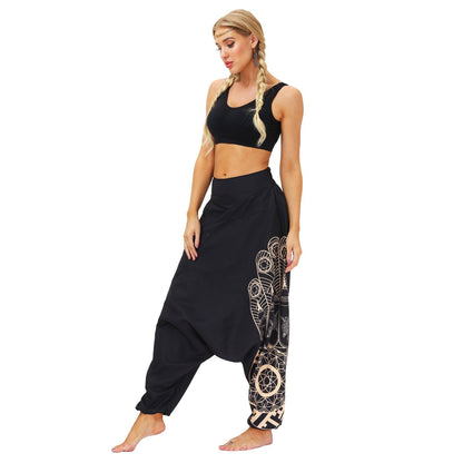 Printed Neutral Harem Pants Hip Hop Casual Pants