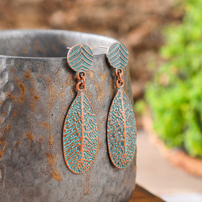 Bohemian Style Geometric Turquoise Tassel Earrings Set