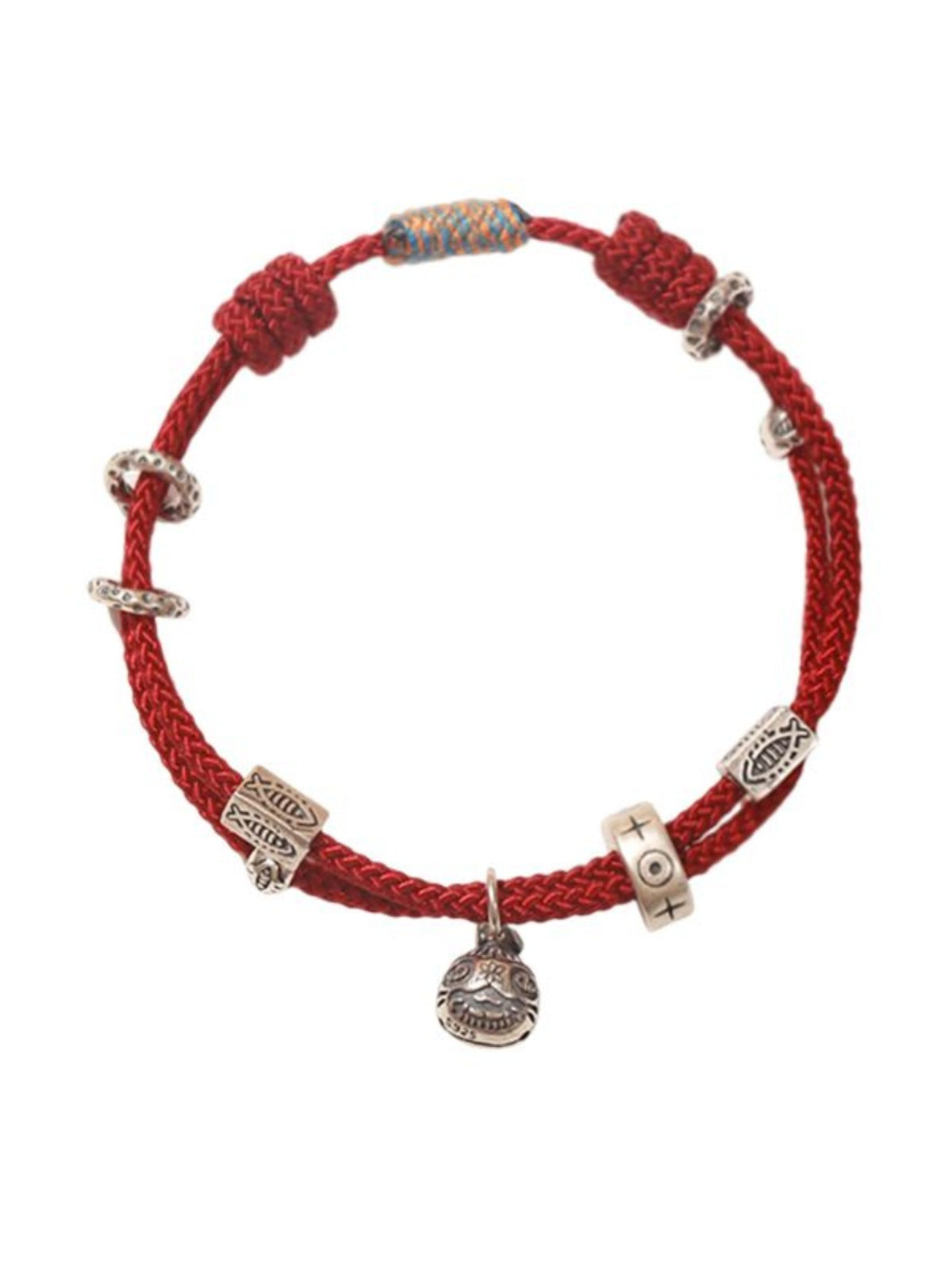 Classic Style Swallowing Gold Beast Woven Bracelet For Girls, Woven Rope Bracelet With Retro Red Rope