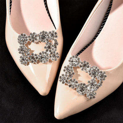 Bridal Shoe Accessories Square Crystal Metal Shoe Clips