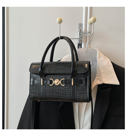 Retro Croc-Embossed Shoulder Bag Stylish Casual Tote