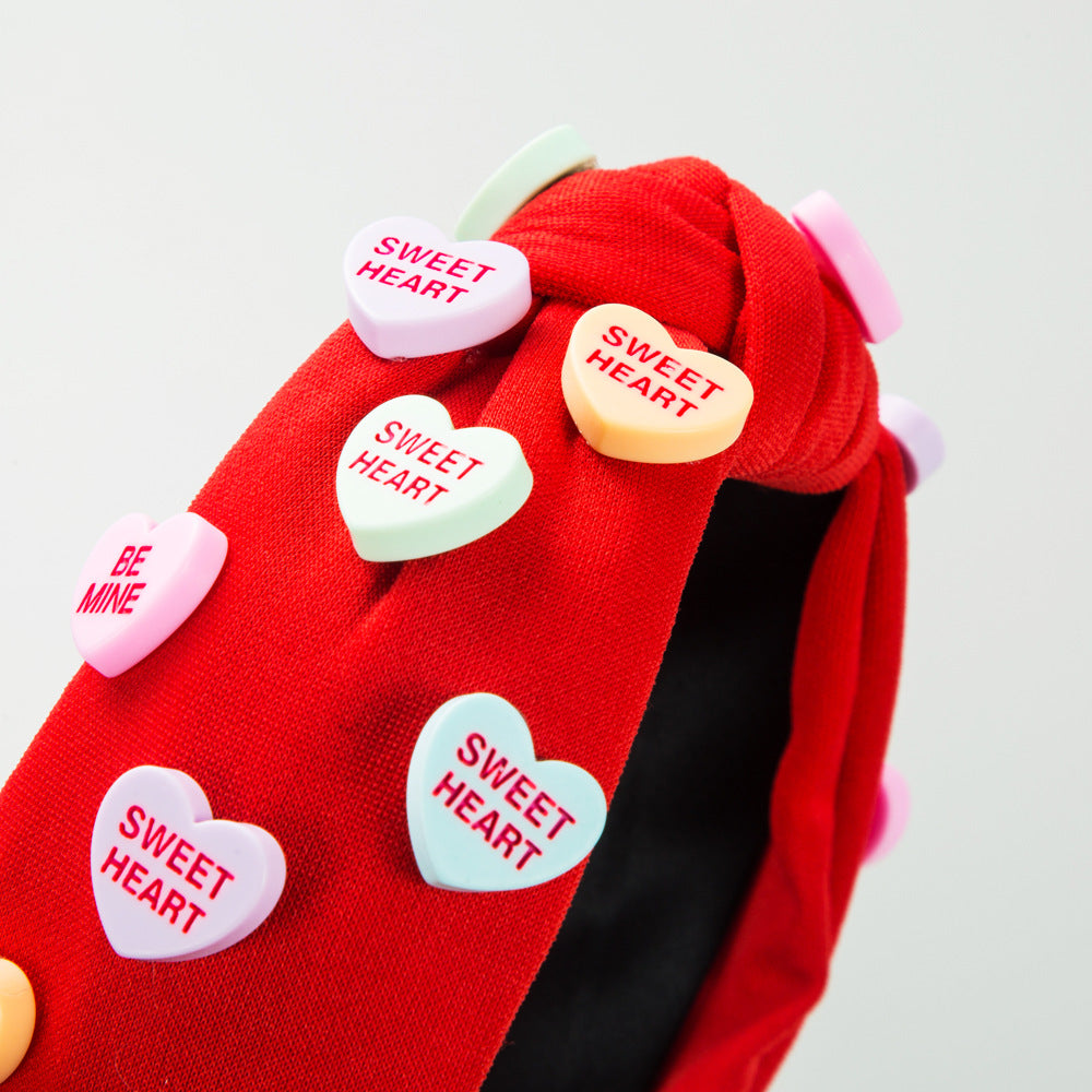 Valentine's Day Heart Shaped Hairband Cute Thick Fabric Headband
