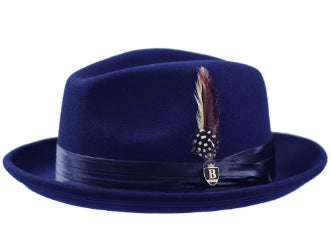 Men's Wool Fedora Hat with Bowknot and Feather, Stylish Fall Winter Accessory
