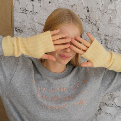 Knitted Fingerless Gloves Warm Wool Blend Solid Color Cozy Casual