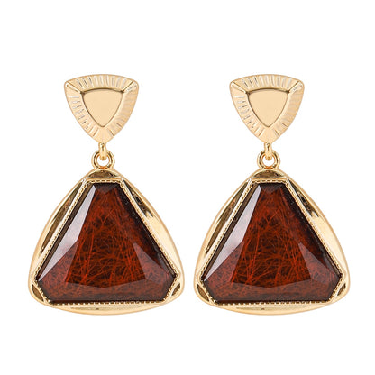 Fashionable Geometric Triangle Resin Earrings For Women