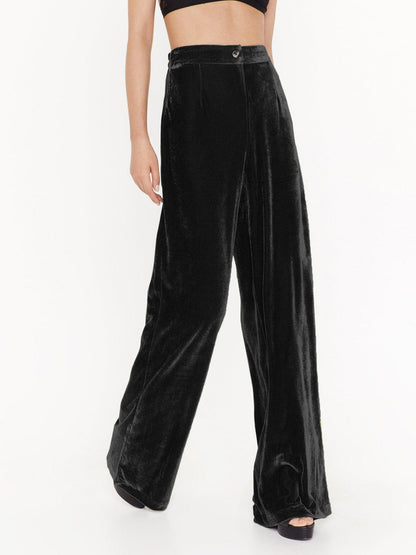 Elegant Loose-Fit Wide-Leg Pants with Buttons for Chic Office Style