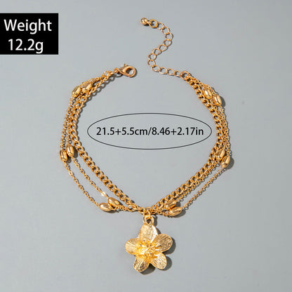 Floral Alloy Textured Ankle Chain Jewelry For Women