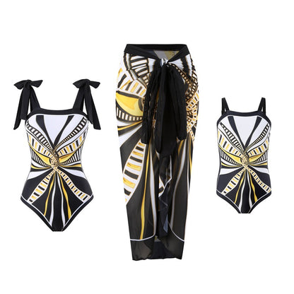 New Women’S One-Piece Swimsuit With Mesh Skirt Set
