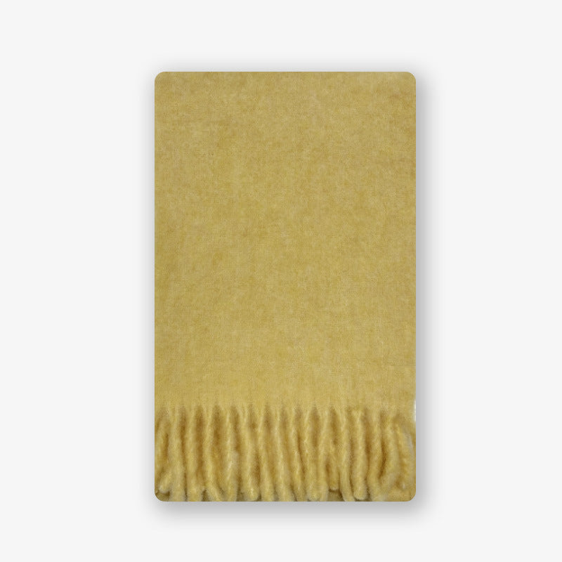 Winter Solid Color Thick Tassel Wool Scarf